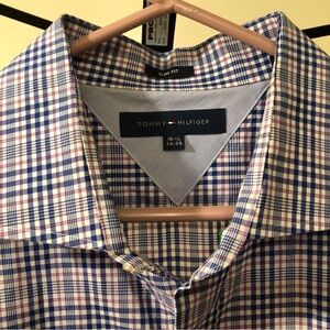 Tommy Hilfiger Men's Purple and Blue Plaid Shirt (Slim fit)